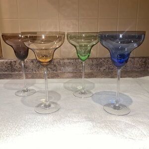 NEW Lenox Swirl Margarita Glasses Tuscany Seasons Green Cobalt Amber Amethyst